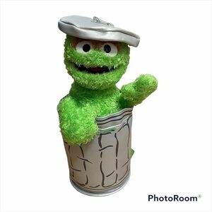 Oscar the Grouch Plush Sesame Street 2012 Tin Can